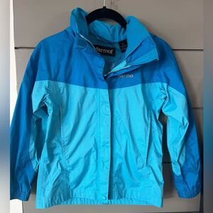 Kids Marmot rain jacket‎ shell blue/teal Size Small